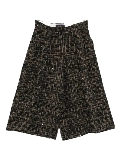 亮片缀饰格纹长裤