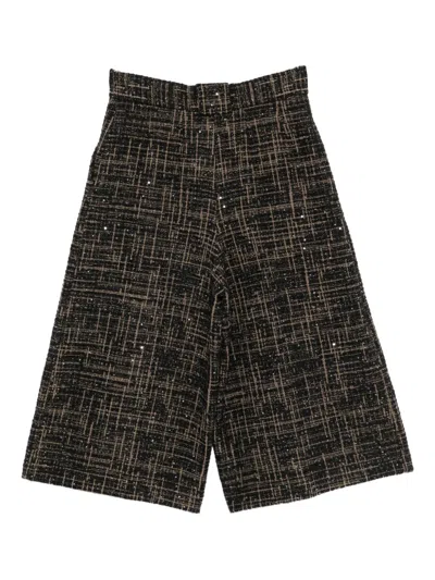 亮片缀饰格纹长裤