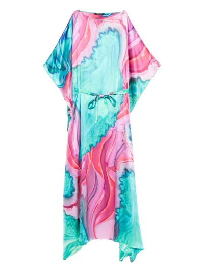 Roberto Cavalli Belted Printed Midi Dress In Multi