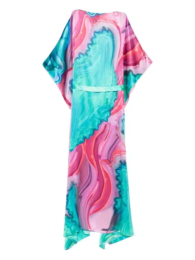 Roberto Cavalli Belted Printed Midi Dress In Multi