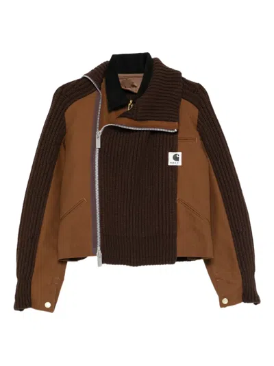 Sacai X Carhartt Layered Jacket In Brown