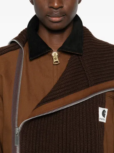 Sacai X Carhartt Layered Jacket In Brown