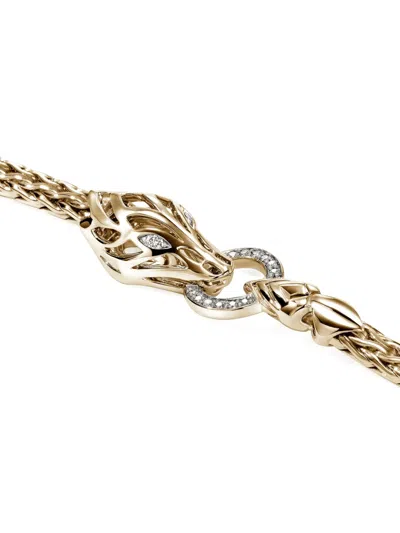 John Hardy Naga Bracelet Gold Diamonds 3.5mm In Gray