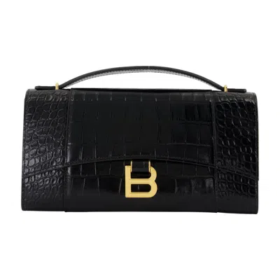 Balenciaga Hourglass Clutch In Black