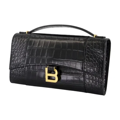 Balenciaga Hourglass Clutch In Black