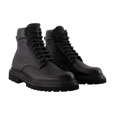 Dolce & Gabbana Day Classic Hammer Ankle Boots Dolce&gabbana Leather Black In Black