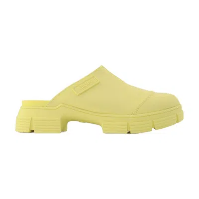 Ganni Recycled Rubber Retro Mules In Yellow