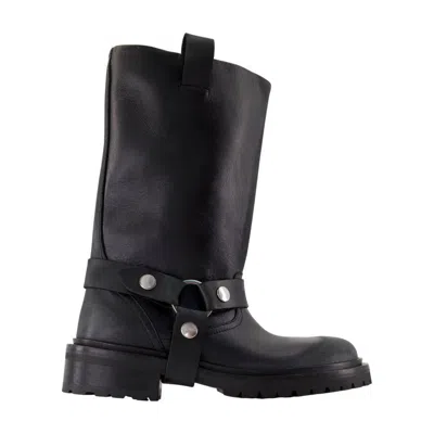 Golden Goose Kurt Boots In Black Leather With Buckle In Black