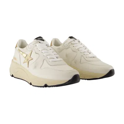Golden Goose Running Sole Sneakers In Nappa With Laminated Star And Lizard Printed Heel Tab Shoes In White