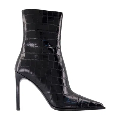 Amiri Crocodile-effect Pointed-toe Boots In Black