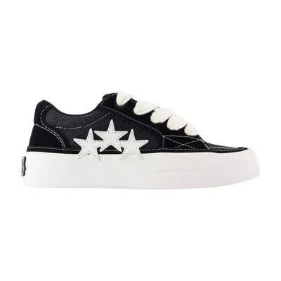 Amiri Low-top Suede And Sequined Canvas Sneakers In Black