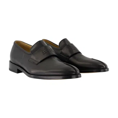 Mm6 Maison Margiela Split-toe Loafers In Black Calf Leather In Black