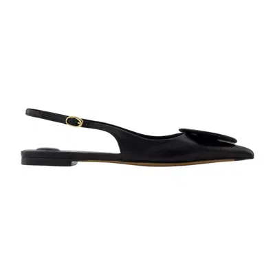 Jacquemus Les Duelo Plates Leather Slingback Flat In Black