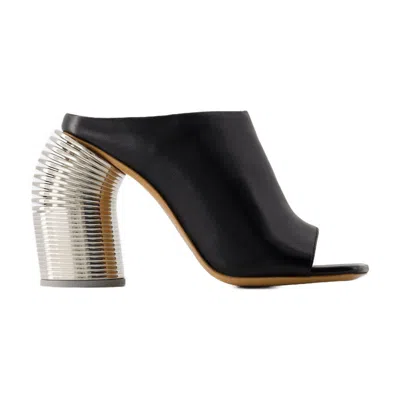 Off-white Silver Spring Mules In Black