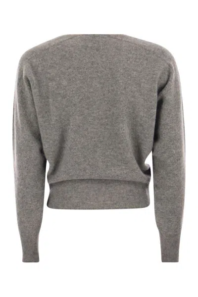 Vanisé Francy - Cashmere V-neck Sweater In Gray