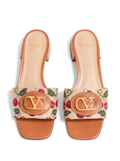 Valentino Slide Sandal "vlogo Signature" In Animal Print