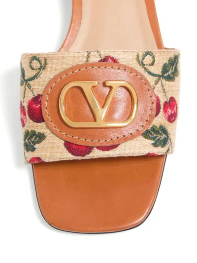 Valentino Slide Sandal "vlogo Signature" In Animal Print