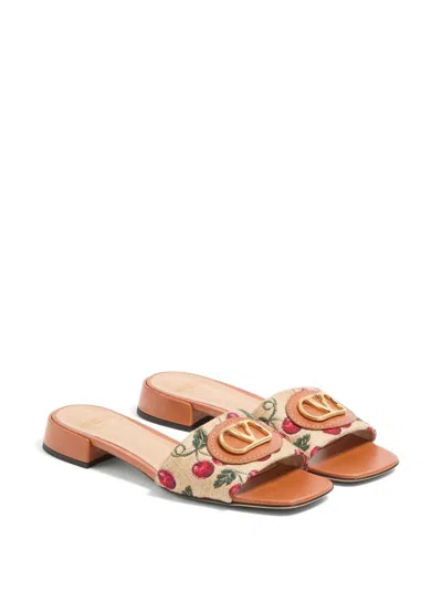Valentino Slide Sandal "vlogo Signature" In Animal Print