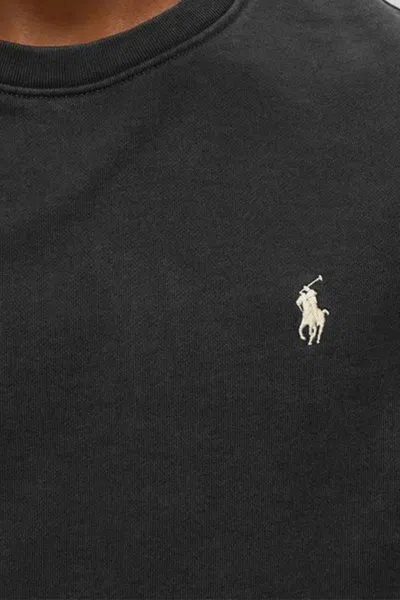 Polo Ralph Lauren Logo Embroidered Crewneck Sweatshirt In Black