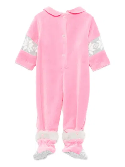 Lapin House Snowflake-panda Velour Pyjamas In Pink