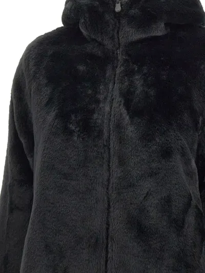 Save The Duck Bridget Black Reversible Jacket With Front Zip Closure In Ecofur Woman In Black