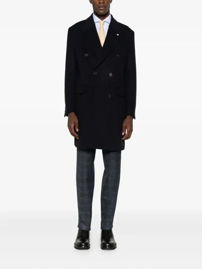 Manuel Ritz Double-breasted Coat In Black