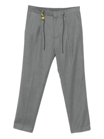 Manuel Ritz Drawstring Straight-leg Trousers In Gray