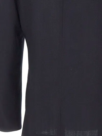 Lardini Herringbone-pattern Double-breasted Blazer In Blue