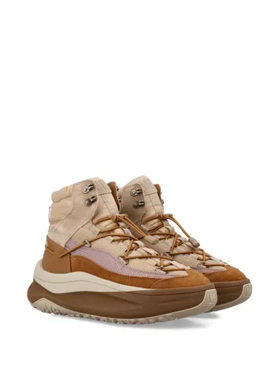 Moon Boot Moon247 Brown And Beige Xlace Mid Sneakers In Multi