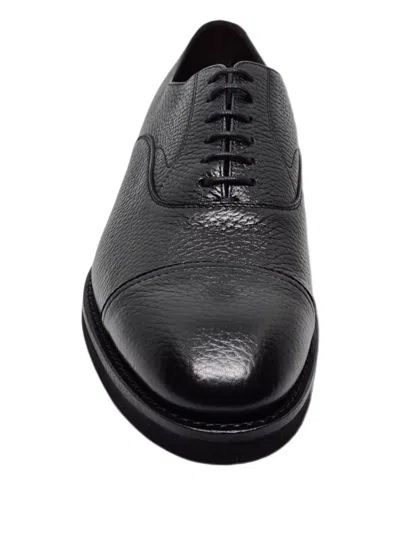 Henderson Baracco Textured Oxford Shoes In Black