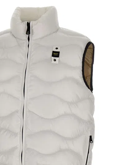 Blauer White Polyamide Sleveless Jacket In White
