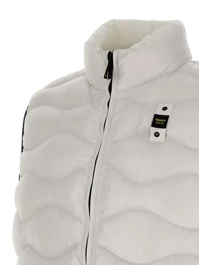 Blauer White Polyamide Sleveless Jacket In White