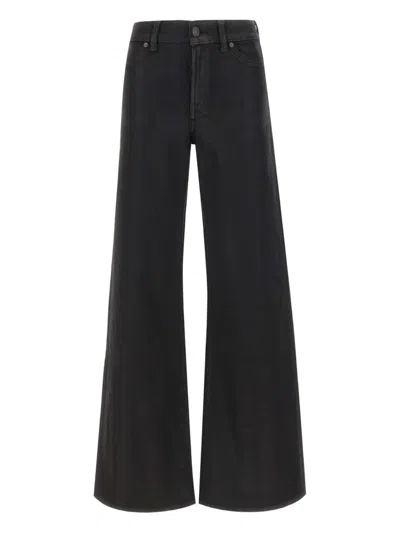 7 For All Mankind High-waisted Wide Leg Trousers With Bold Cuffs In Black
