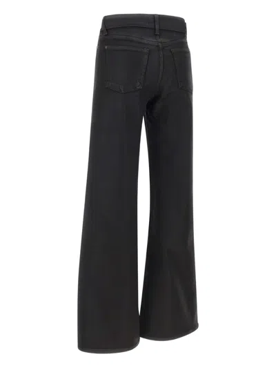 7 For All Mankind High-waisted Wide Leg Trousers With Bold Cuffs In Black