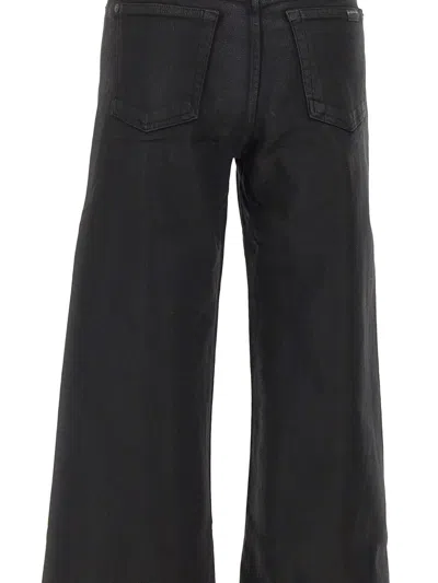 7 For All Mankind High-waisted Wide Leg Trousers With Bold Cuffs In Black
