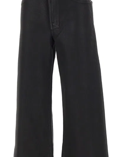 7 For All Mankind High-waisted Wide Leg Trousers With Bold Cuffs In Black