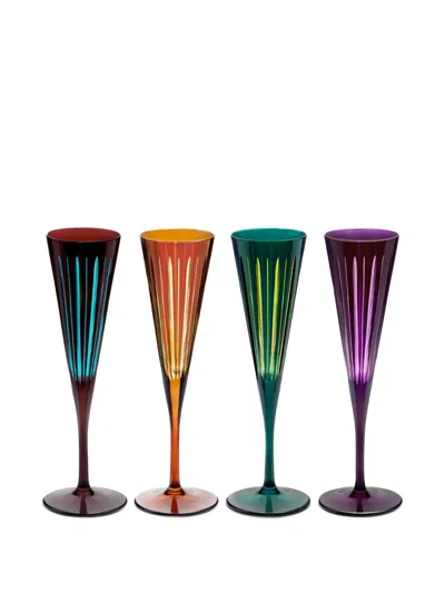 L'objet Prism 6 Oz. Champagne Flutes, Set Of 4 In Multi