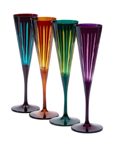 L'objet Prism 6 Oz. Champagne Flutes, Set Of 4 In Multi