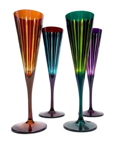 L'objet Prism 6 Oz. Champagne Flutes, Set Of 4 In Multi