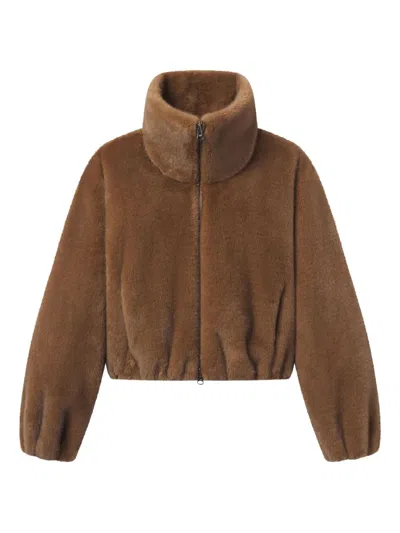 HAZEL 高领人造皮草夹克