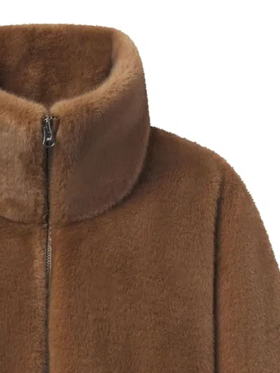 HAZEL 高领人造皮草夹克