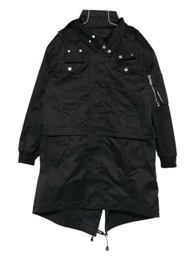Dsquared2 Panelled Pocket Coat In Black