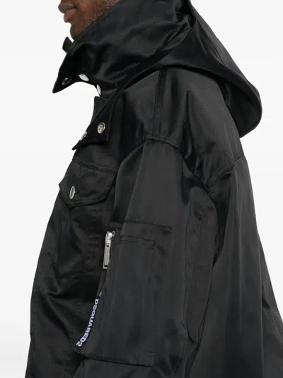 Dsquared2 Panelled Pocket Coat In Black