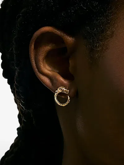 John Hardy 14k Yellow Gold Naga Diamond Dragon Circle Stud Earrings
