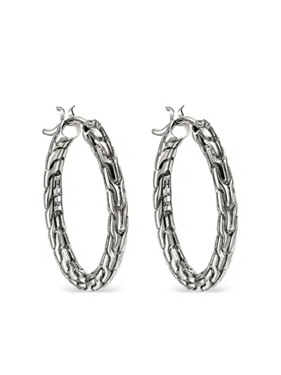 John Hardy Sterling Silver Jh Essentials Chain Motif Hoop Earrings In Metallic