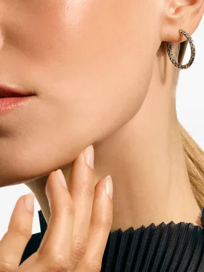 John Hardy Sterling Silver Jh Essentials Chain Motif Hoop Earrings In Metallic