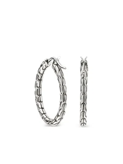 John Hardy Sterling Silver Jh Essentials Chain Motif Hoop Earrings In Metallic