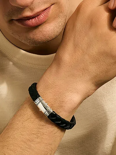 John Hardy Sterling Silver Braided Bracelet In Black