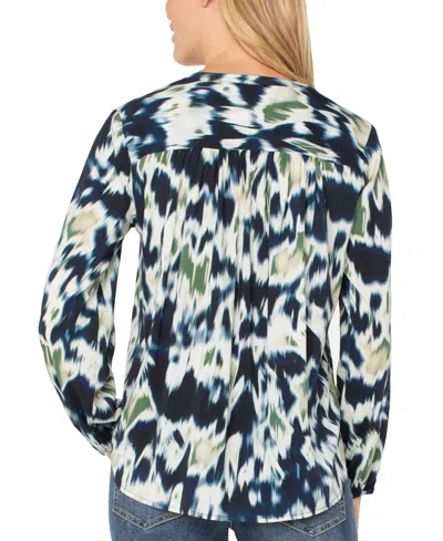 Liverpool Los Angeles Shirred Yoke Button-up Shirt In Blue