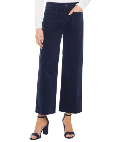 Liverpool Los Angeles Corduroy Crop Wide Leg Pants In Blue